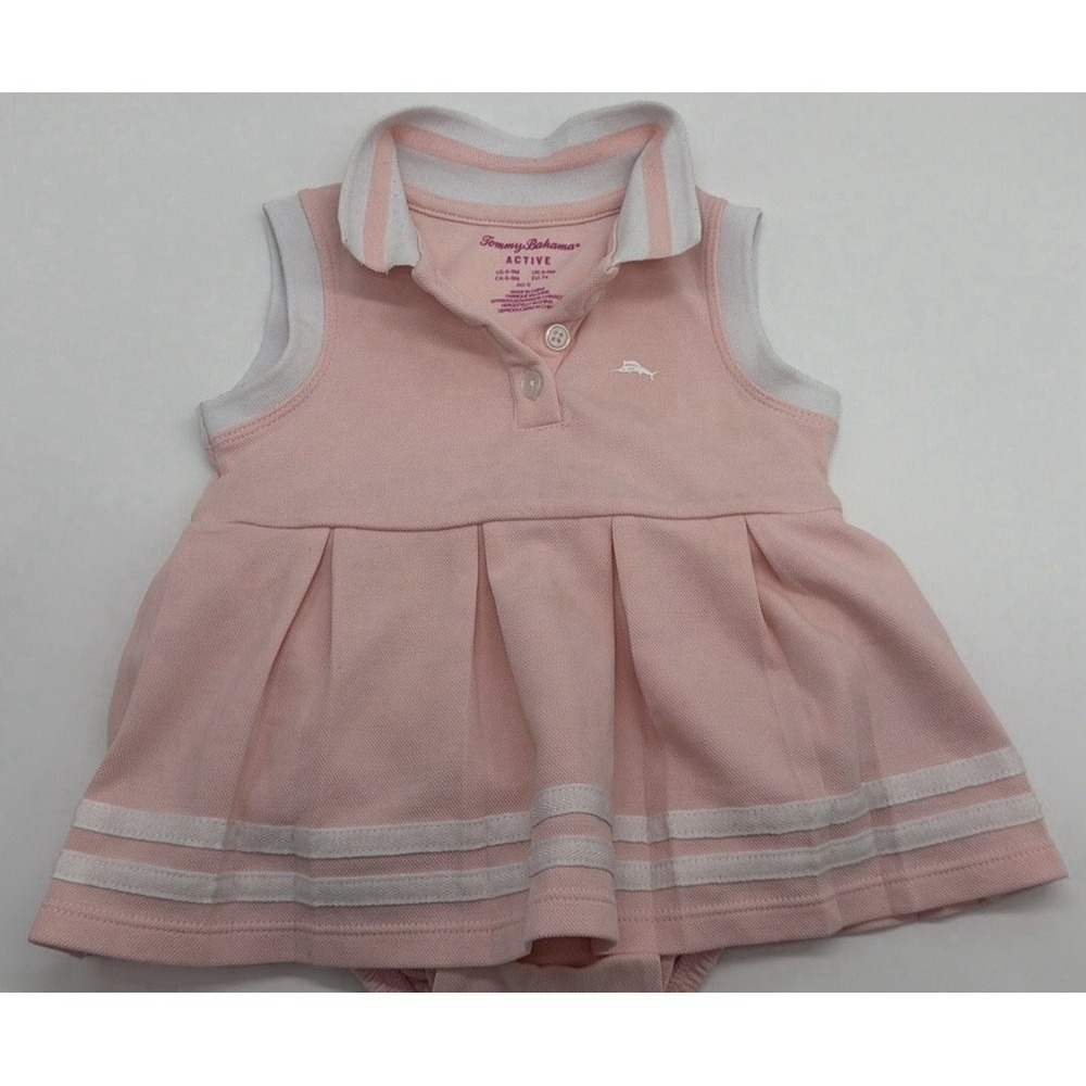 Tommy Bahama Pink/White Striped Collared Polo Bodysuit 6-9 Months